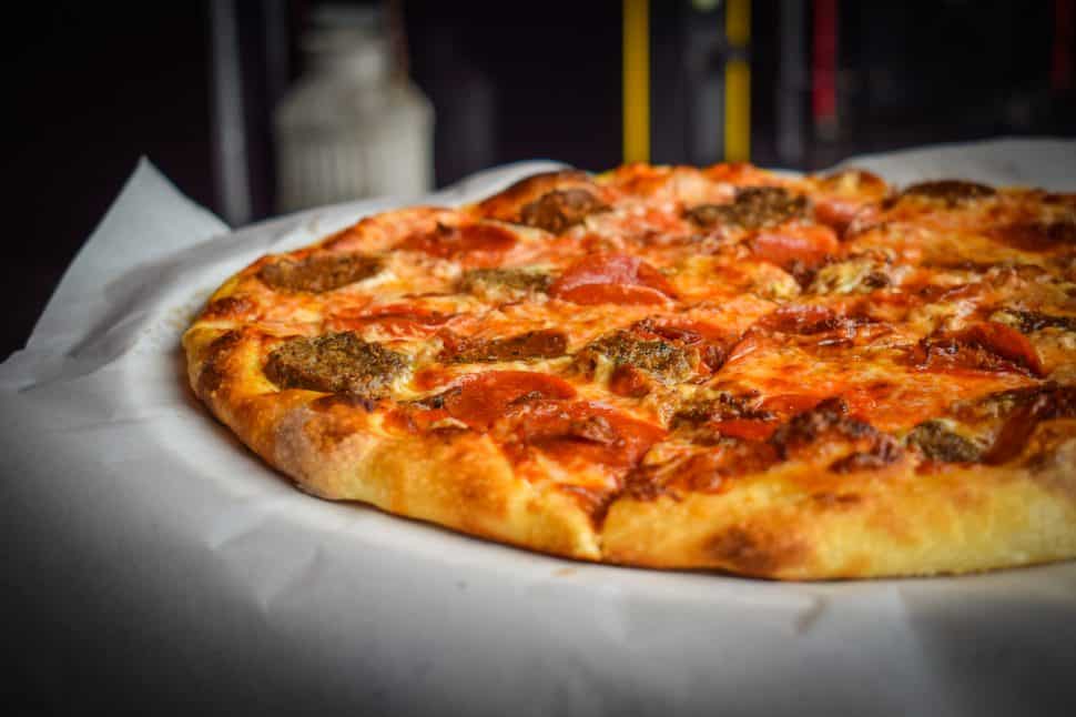 4th Horseman's Death to Piggy pizza topped with Italian sausage, meatball, pepperoni, and bacon. Photo by Brian Addison.