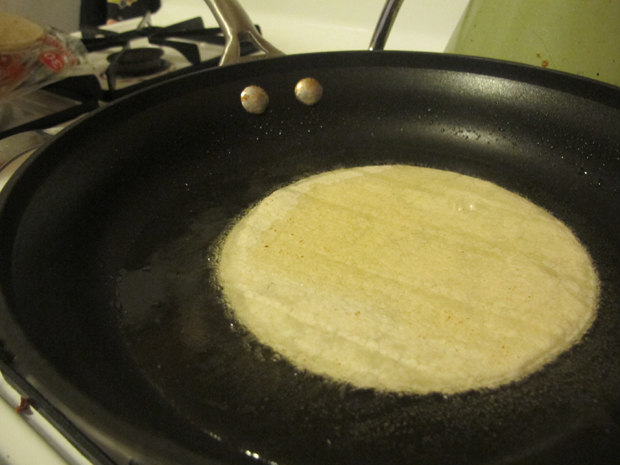 When frying the corn tortillas, you should see little bubbles around the edges!