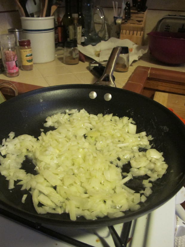 Sautéing the onion