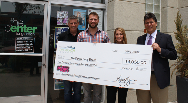 (Right to Left) Ron Sylvester, Chairman, The Center; Kyle Bullock, MYTE Youth Program Manager; Gina Dartt, DLBA Marketing and Special Events Manager; Kraig Kojian, DLBA President and CEO.