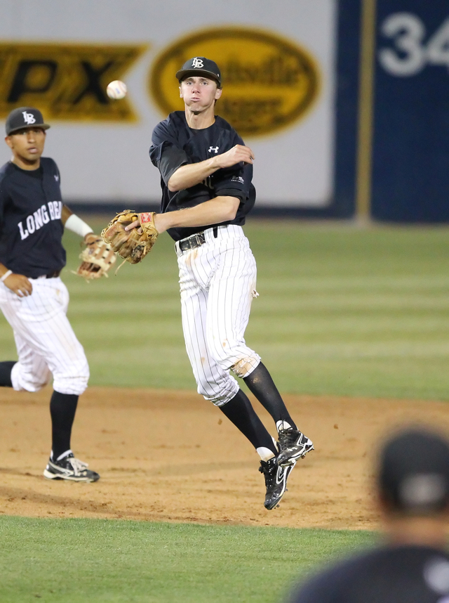 49er Matt Duffy leaves his feet but will he leave his team? Photo courtesy of CSULB Media Relations.