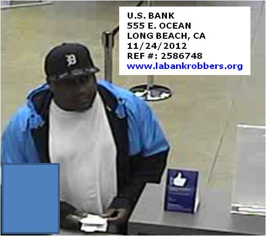 Surveillance photo of the  Tiger Bandit  during his November 24 robbery of U.S. Bank in Long Beach