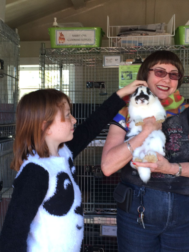 Judy Griffith with rabbit and kid