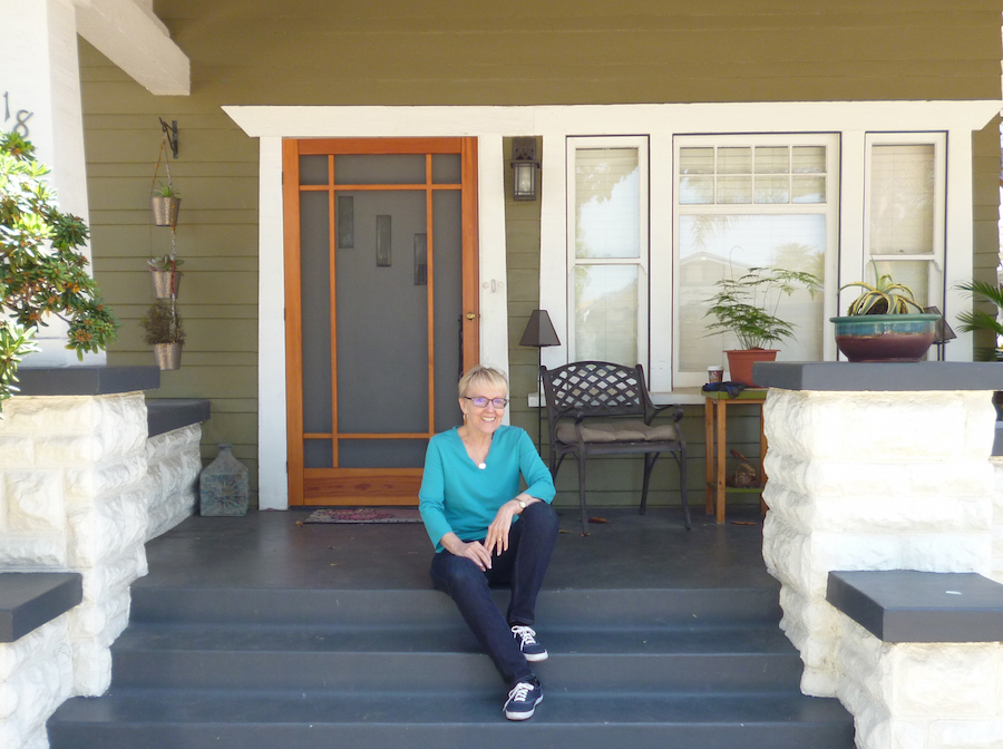 Allene Symons on porch