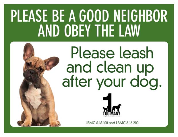 Leash and clean up dog sign