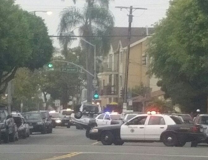 overturned car