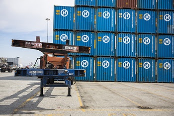 chassis and hanjin containers