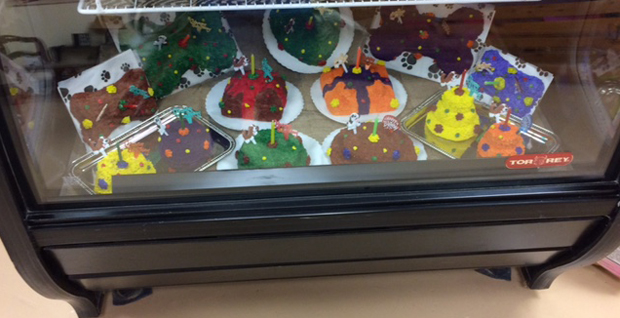 cakes in showcase