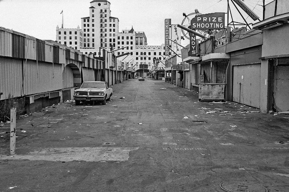 The Pike's demise followed that of The Jungle, located just west of where this photo was taken in the late 1970s. Courtesy of USC Archives.