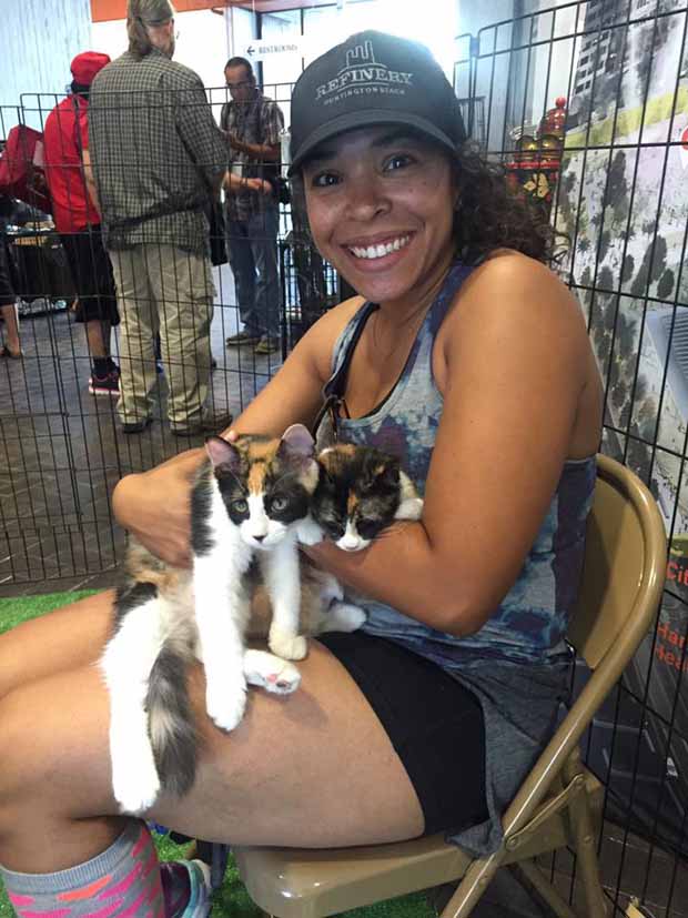 Lady and cats