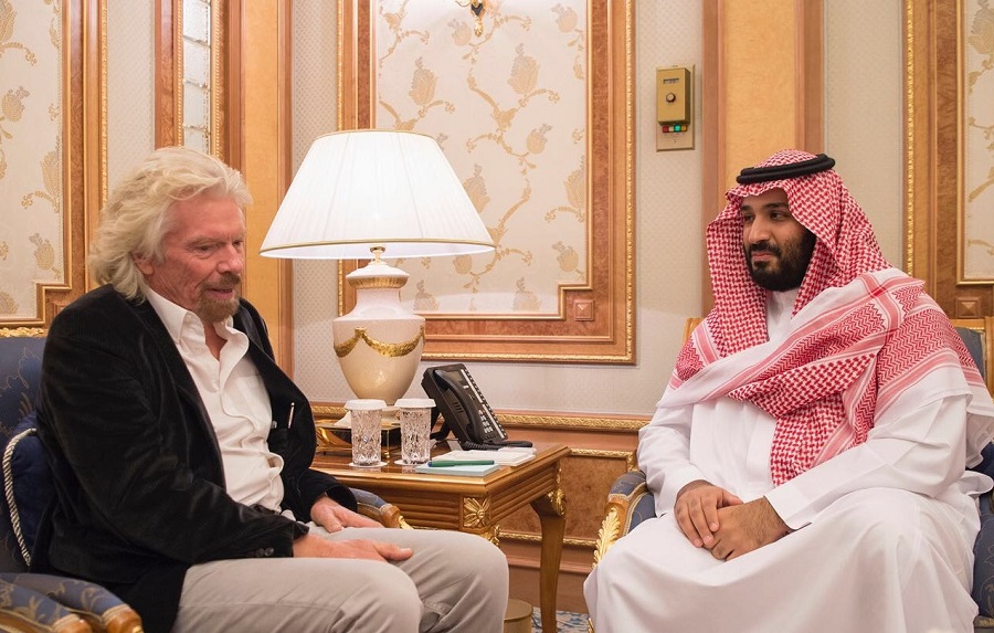 HRH Crown Prince Mohammad bin Salman Al-Saud and Sir Richard Branson - Saudi Press Agency 261017