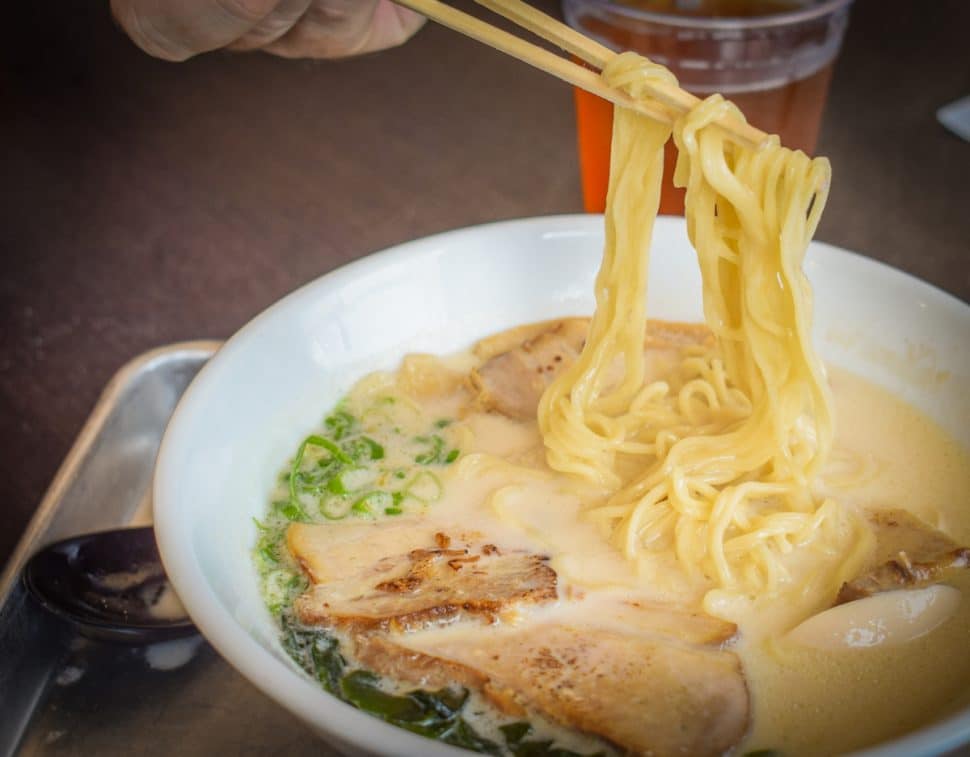 Ramen Hub, located in the Bixby Knolls neighborhood of Long Beach, and their Hakata ramen. Photo by Brian Addison. 