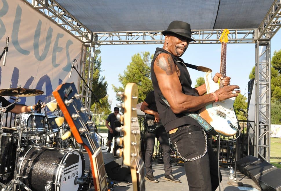 Dennis Jones performs during the New Blues Festival V at El Dorado Park in Long Beach, Ca., September 1, 2018. (John Valenzuela/ Correspondent)