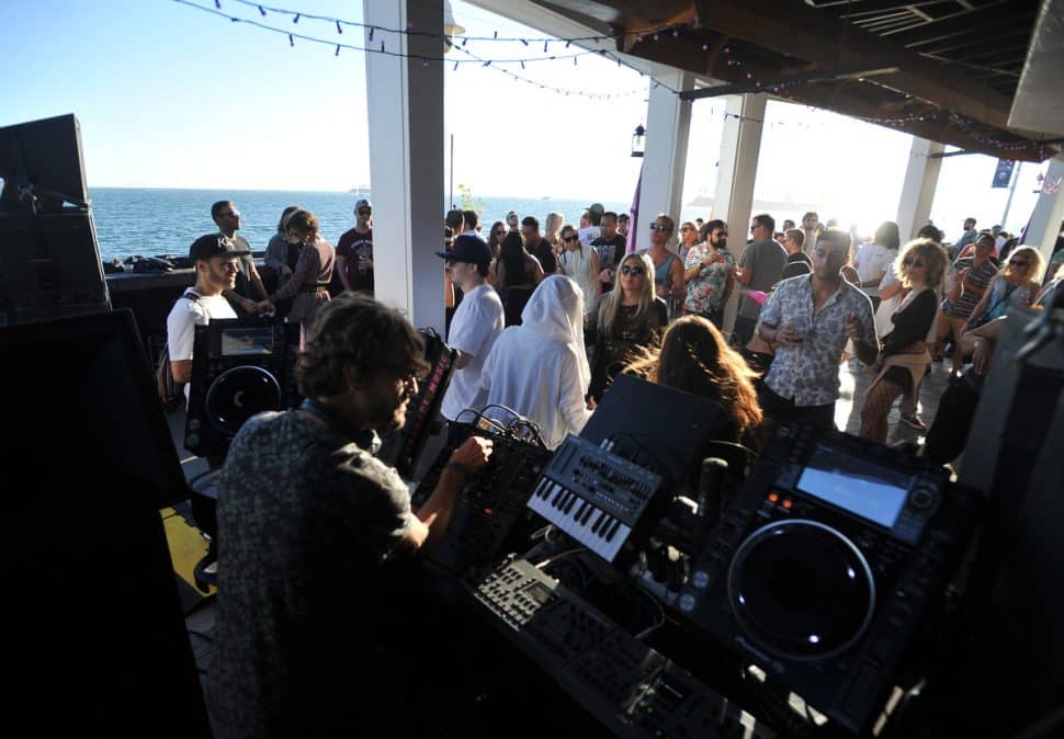Disc Jockey Dave DK " performs during "Subtract On The Pier 029" at Belmont Veterans Memorial Pier in Long Beach, Ca., September 23, 2018. (John Valenzuela/ Correspondent)