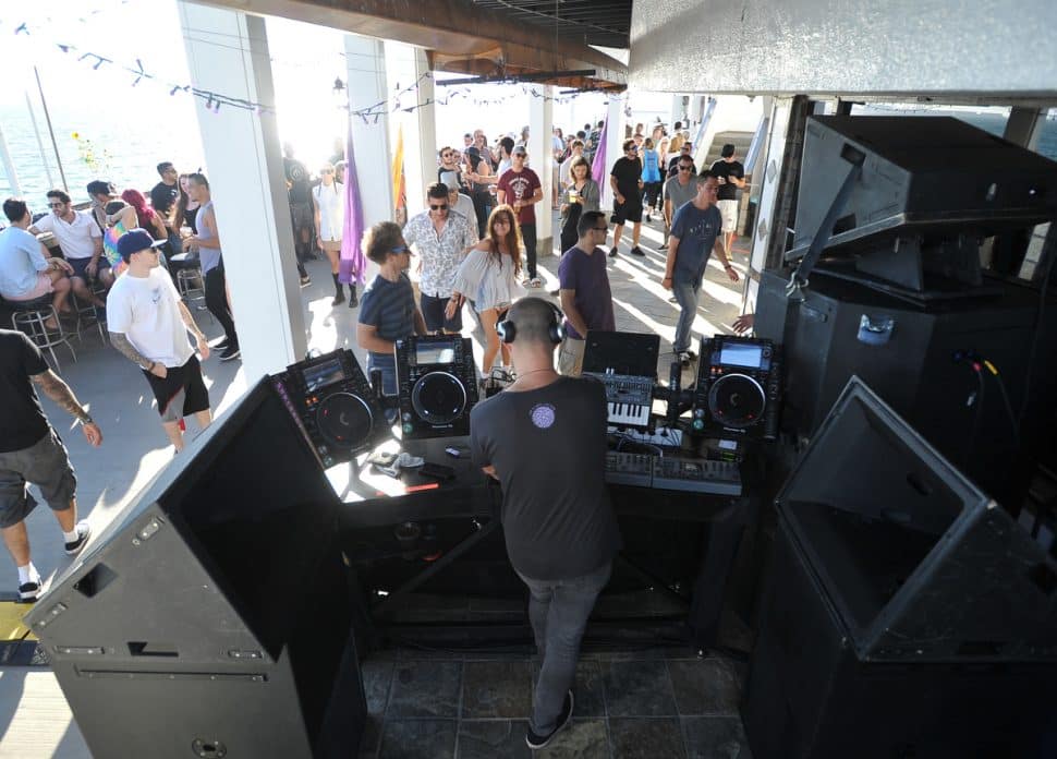 Disc Jockey Anton Tumas performs during "Subtract On The Pier 029" at Belmont Veterans Memorial Pier in Long Beach, Ca., September 23, 2018. (John Valenzuela/ Correspondent)