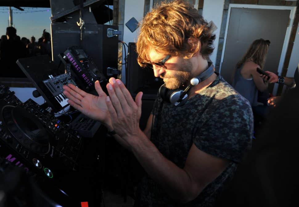 Disc Jockey Dave DK " performs during "Subtract On The Pier 029" at Belmont Veterans Memorial Pier in Long Beach, Ca., September 23, 2018. (John Valenzuela/ Correspondent)