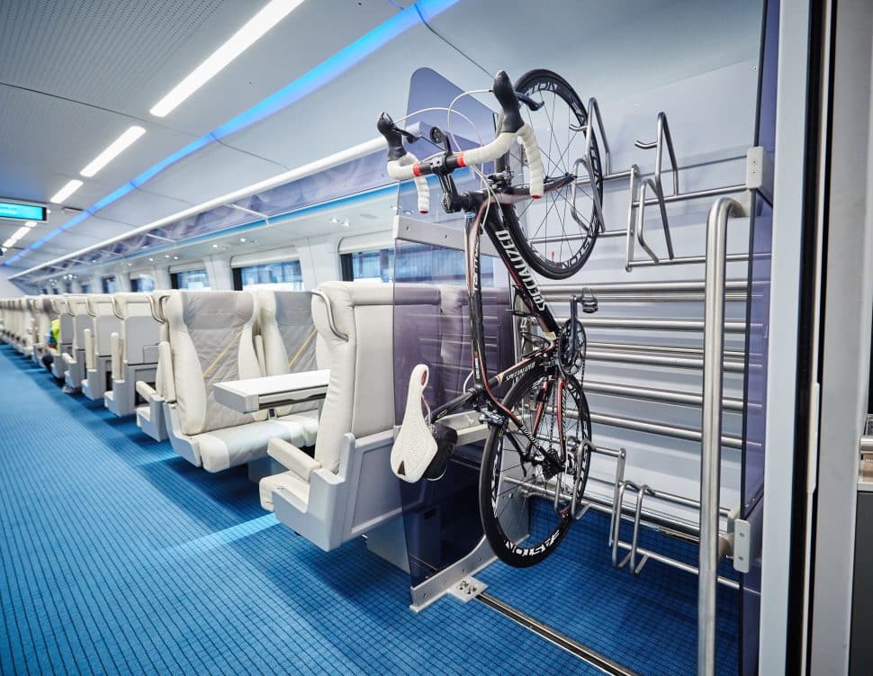 The interior of Brightline's Florida rail carts that runs from Orlando to Miami. Courtesy of Brightline.