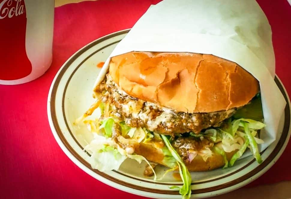 Louis Burger's classic burger with grilled onions. Photo by Brian Addison.
