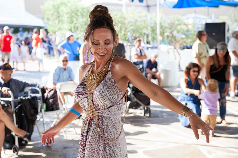 Yaneth Vallve shows stylish dancing at the Greek Fest in Long Beach Sunday, September 2, 2018. Photo by Kelly Smiley