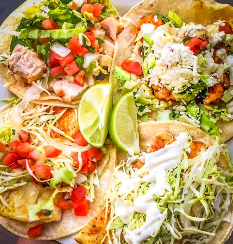 The assortment of tacos from Baja Fish Taco in Belmont Shore. Photo by Brian Addison.