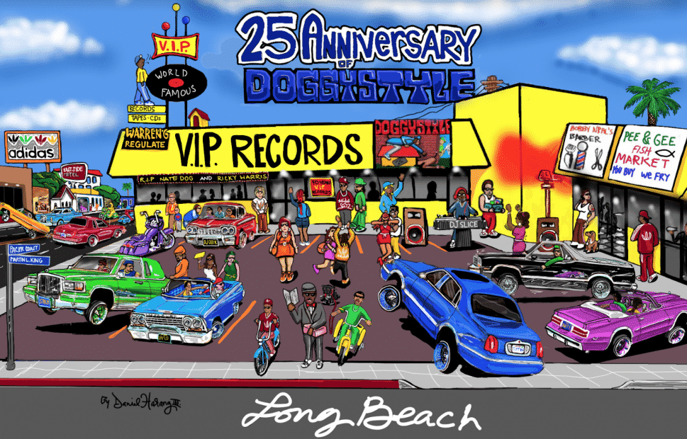 Artist Daniel Hagen's work celebrating the 25th anniversary of _Doggystyle_, Snoop Dogg's first album that was released in 1993.