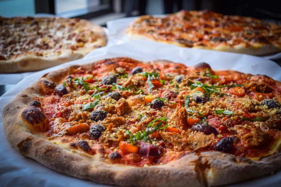 The 4th Horseman's Frailty pizza with house made vegan sausage and house made vegan parmesan. Photo by Brian Addison.